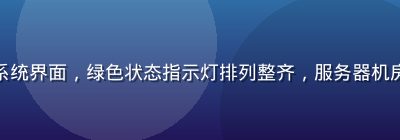 草榴最新地址实时验证系统界面，绿色状态指示灯排列整齐，服务器机房蓝光环境，技术感十足