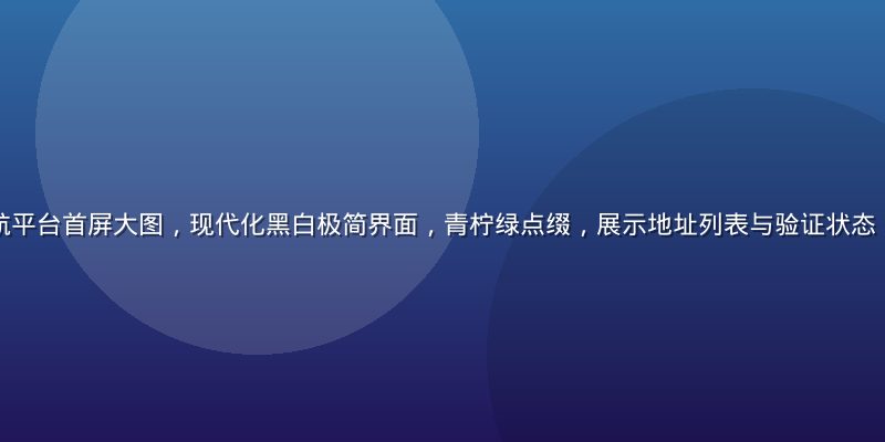 草榴最新地址导航平台首屏大图，现代化黑白极简界面，青柠绿点缀，展示地址列表与验证状态，专业导航感强烈