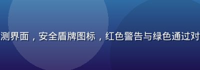 草榴最新地址防钓鱼检测界面，安全盾牌图标，红色警告与绿色通过对比，专业安全检测场景